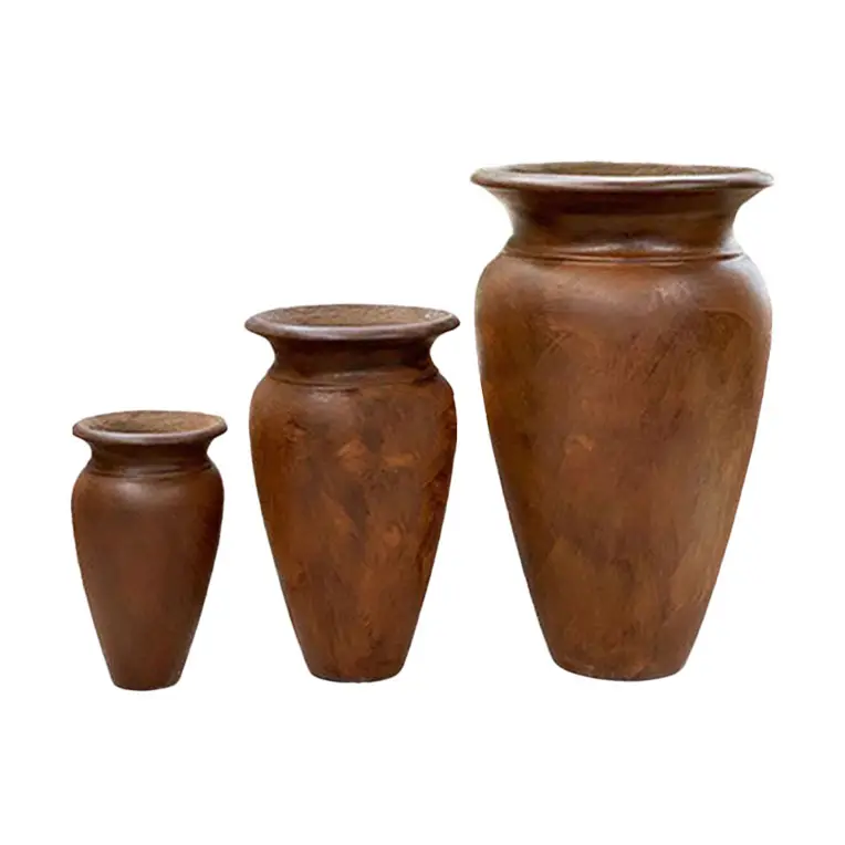 Large brown GRC pot durable beautiful for planting and garden decoration high quality logo custom
