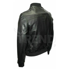 Haute qualité hommes peau de mouton noir véritable Bomber veste High-Street Style hiver col montant en gros toutes tailles-toile - Product Image 4