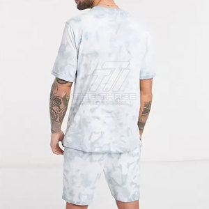 Ensemble T-shirt et short imprimé pour homme, coupe slim, 100% coton respirant, décontracté pour l'été - Product Image 2