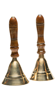 Campanas de llamada de cena de mayordomo de mano de latón de estilo antiguo, logotipo impreso personalizado, Servicio Escolar, artesanía, mango de madera para decoración del hogar - Product Image 3