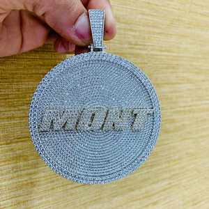 Corte redondo Ice Out VVS Moissanite diamante colgante Hip-Hop joyería colgante regalo de boda para hombres 925 plata esterlina - Product Image 4