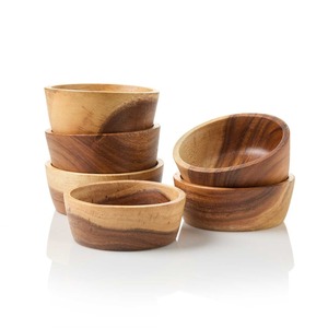 Bols de service en bois d'acacia les plus vendus ensemble de bols de vaisselle complets avec logo personnalisé pour les acheteurs en gros - Product Image 2