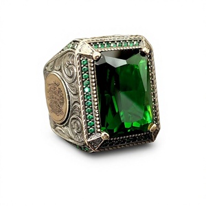 Handmade 925K Sterling <b>Silver</b> Men's <b>Ring</b> with Topaz Green <b>Emerald</b> Gemstone Green Garnet Stone <b>Silver</b> Green Jewelry G - Product Image 1