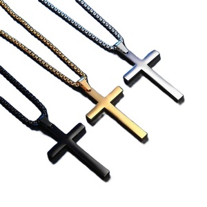 European and American <b>Cross</b> Necklace Men's Necklace 304 Stainless Steel Titanium Steel <b>Cross</b> Pendant Pendant Jewelry Wholesale - Product Image 3