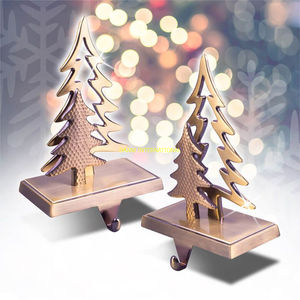 Silver Snowflake And <b>Christmas</b> Tree Stocking Holder Set Of 2 Heavy Duty Metal Stocking Hooks For Hanging Stockings & <b>Decorations</b> - Product Image 5