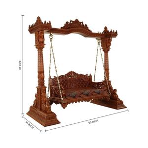 Balançoire en bois de style palais royal avec chaîne en laiton parfaite pour le balcon, le jardin ou le patio avec un design élégant - Product Image 5