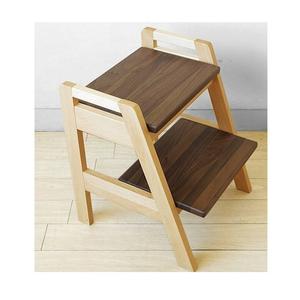 Tabouret d'escalier en bois naturel avec grain poli propre, parfait pour les étagères de cuisine, les meubles de salle de bain, les placards de chambre et le rangement - Product Image 1
