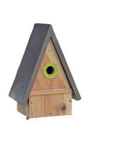 Meilleur design de maison d'oiseau en forme de cabane suspendue en bois avec chaîne en métal Cage à oiseaux décorative de jardin Mangeoire à oiseaux couleur blanche et rose - Product Image 6