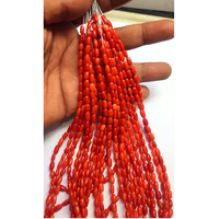 Lot de 13 brins de corail rouge italien naturel, perles ovales lisses de 4mm-6mm, 671 carats, longueur 16 pouces, Iroc Sales Genuine Moonga, 363 US$