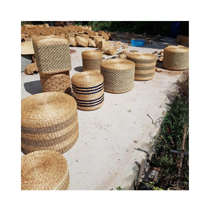 Puf de jacinto de agua Natural, cojín redondo hecho a mano, sostenible, sala de estar ecológico para, venta al por mayor, jacinto de agua de Vietnam - Product Image 5