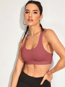 Sujetador deportivo de nailon 80% 20% de alta calidad Premium de fábrica para mujer, Tops para gimnasio, Yoga, Fitness, Sujetador deportivo sin costuras de alto soporte - Product Image 4