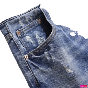 SENSEL SPORTS Short en jean déchiré et vieilli pour homme, coupe ample, délavé, style vintage, personnalisé, effet usé, style urbain - Product Image 4
