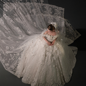 Robes de mariée Jancember GT136 Princess à col bateau, fleuries, bouffantes, pour femmes - Product Image 4