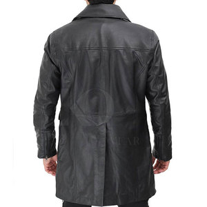 Manteau en cuir classique pour homme, réversible, avec détails boutonnés, coupe élégante pour l'hiver, décontracté et adapté au bureau - Product Image 2