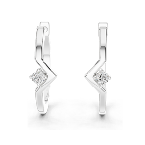 Boucles d'oreilles créoles en diamant de laboratoire 0,04 CT, Moissanite VVS-VS-EF, Or 18 carats, 14 carats, 10 carats et Argent 925, Or rose, Or jaune, Or blanc - Product Image 3