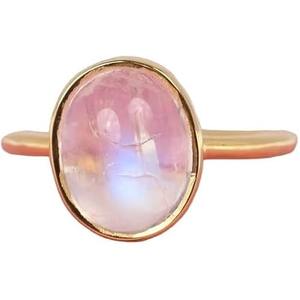 แหวนสตรีสีรุ้งธรรมชาติพลอยมูนสโตนพลอยราศีเกิดคริสต์มาสงานหมั้นแฮนด์เมดเครื่องประดับ925แหวนเงินสเตอร์ลิง - Product Image 1