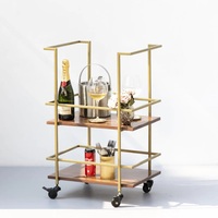 Chariots de bar en métal doré de luxe pour hôtels et meubles de maison, chariot à boissons, chariot à vin et à bière, chariot de service en métal pour hôtels