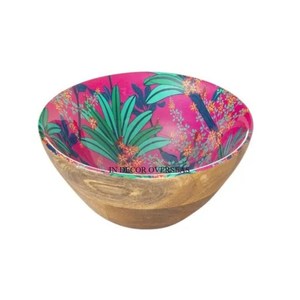 Lujosa calidad de madera hecha de forma redonda artículos de comida para servir MESA CENTRO DE MESA con asas de hojas pulidas brillantes plateadas - Product Image 3