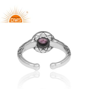 Vente chaude oxydé en argent Sterling naturel rose topaze pierre précieuse bague réglable bijoux personnalisés pour les femmes cadeau pour elle - Product Image 5