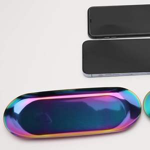 Bandeja de presentación de comida chapada en metal de arcoíris alto, estilo de diseño moderno para eventos de lujo para Bodas de Ramadán Diwali - Product Image 4