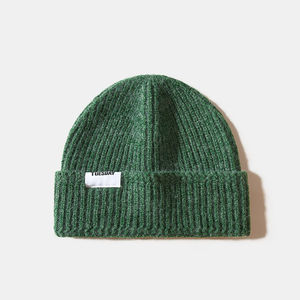 Diseño personalizado su propia lana mezclada Beanie sombreros al por mayor Color sólido para hombre cálido espesar gorros de punto - Product Image 4