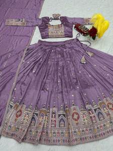 Nuevo LANZAMIENTO DE Eid y Ramzan Month Special Pure Vichitra Silk Fabric Color brillante Mujeres musulmanas usan Gorgeous Lahenga Choli - Product Image 5