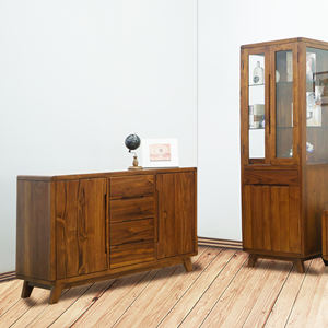 Mueble de Madera de Teca de Estilo Nórdico con Patas Cónicas, 2 Puertas y 4 Cajones, Diseño Moderno, Madera Legal de Indonesia para Almacenamiento en la Sala de Estar - Product Image 6