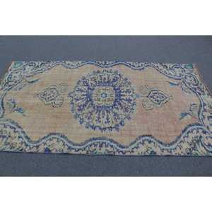 Alfombra Vintage de 4.4x7.7 pies, Alfombra Azul de Estilo Suroeste, Alfombra de Lana - Product Image 3