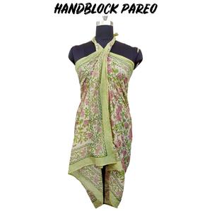 Paero algodón bloqueado a mano impreso playa Sarong multicolor luz Pavo Real personalizado ropa de playa 1 pieza - Product Image 6