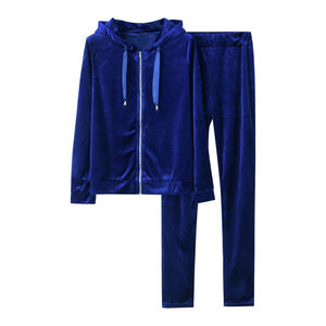 Femmes décontracté automne velours Spandex/Polyester survêtement motif solide 2 pièces écologique respirant en gros velours blanc - Product Image 1