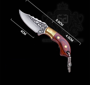 Porte-clés de couteau de poche compact en acier fourreau en cuir lame pliante bricolage pour voyage usage extérieur OEM personnalisable - Product Image 5