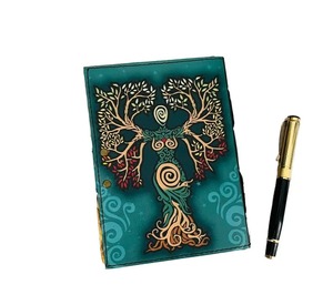 Diario de cuero Vintage de 200 páginas libro de hechizos de sombras en blanco Madre Tierra Deckle borde papel hilo cosido espiral encuadernación - Product Image 3