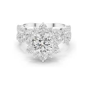 Bague en diamant de laboratoire rond brillant et en cluster de 2,538 carats pour femme, clarté VVS-VS EF, or 18 carats, 14 carats, 10 carats et argent 925, rose - Product Image 3