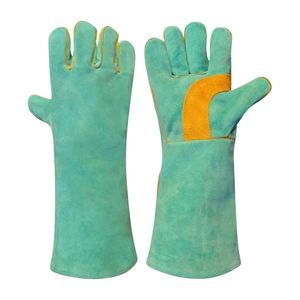 Agarre reforzado Cobertura de muñeca extendida Guante de soldador de cuero de vaca Costura de Kevlar Guantes de soldadura resistentes al calor industriales ignífugos - Product Image 4