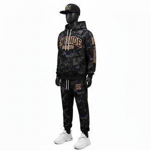 ชุดวอร์มลำลองแฟชั่นผู้ชายแบบมีฮู้ด ล่าสุด ขายดี ผ้าฝ้าย 100% ระบายอากาศดี ปักลาย  สองชิ้น สำหรับออกกำลังกาย ฟิตเนส เทรนนิ่ง - Product Image 4