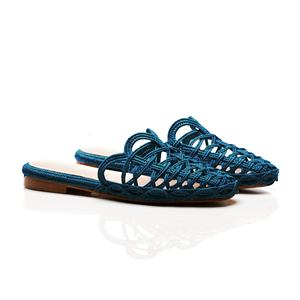 Sandales pour femmes en raphia tissé à la main, légères, antidérapantes, confortables, élégantes, chaussures de printemps/été, bleu - Product Image 3