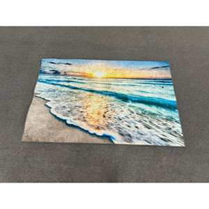 Alfombra Estampada con Diseño de Atardecer y Océano - Decoración Costera para Entrada y Oficina, Alfombra de Terciopelo - Product Image 1