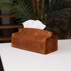 Caja de Pañuelos de Cuero Genuino Hecha a Mano de Primera Calidad, Personalizable, para Escritorio de Oficina e Interiores Modernos del Hogar LTBC-0015 - Product Image 1
