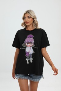 T-shirt 200 coton pour femmes en gros T-shirt moderne à la mode T-shirt de flocage de luxe de haute qualité pour femmes T-shirt pour femmes - Product Image 4