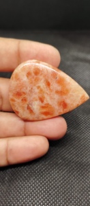 Pierre précieuse polie lisse de cabochon orange naturel de Sunstone pour la fabrication de bijoux - Product Image 2