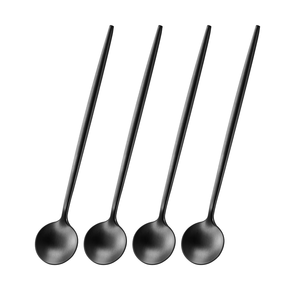 ชุดช้อนตักชากาแฟทำจากเหล็กมิเรอร์ออกแบบเป็นชุดช้อนสำหรับชิมขนมหวานชาด้ามยาวขัดทอง - Product Image 3