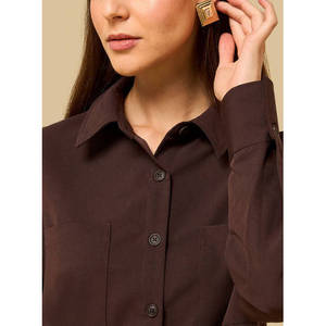 Women's Oversized Blouse Shirt Relaxed Fit Casual <b>Long</b> <b>Sleeve</b> Fashion <b>Top</b> Loose Silhouette Womenswear OEM Private Label - Product Image 4
