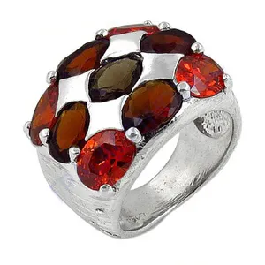 Bague romantique en argent 925 avec pierre précieuse grenat pour femmes, style cocktail, diamants taille poire émeraude, plaqué rhodium, or 10 carats pour les promesses - Product Image 3
