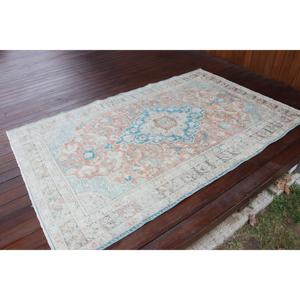 Alfombra Turca Vintage de Lana Azul, 4.3x6.8 pies (130x206 cm) - Product Image 2