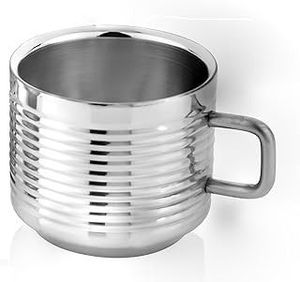 Simple Design Stainless Steel Double Wall <b>Coffee</b> Tea Milk Sober <b>Mug</b> With <b>Big</b> Ribbed & Handle - Product Image 6