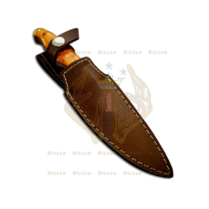 Beau couteau à dépecer de camping de chasse à lame fixe en acier D2 fait à la main avec gaine en cuir, poignée ergonomique en résine, cadeau pour lui - Product Image 5