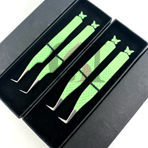 Vente en gros meilleure lance à 90 degrés revêtement en poudre mate menthe face arrière conception de papillon pince à épiler Extension de cils Instrument de beauté - Product Image 1