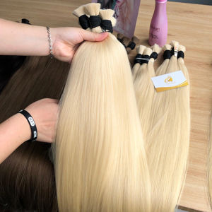 Extensiones de Cabello Remy 100% de Donante Único Hechas en Vietnam, Cabello Humano Virgen de Doble Trama, Lacio Sedoso Ondulado Rubio de Alta Calidad - Product Image 1