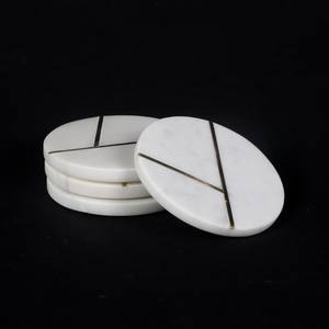 Round <b>Marble</b> <b>Coasters</b> Metal Inlay Natural Sublimation & Metal Inlay <b>Marble</b> Stone Tea <b>Coasters</b> Custom Wholesale - Product Image 3