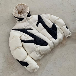 Chaqueta híbrida con cuello levantado para exteriores de invierno personalizable para hombre, chaqueta acolchada impermeable con relleno de lana fina - Product Image 3